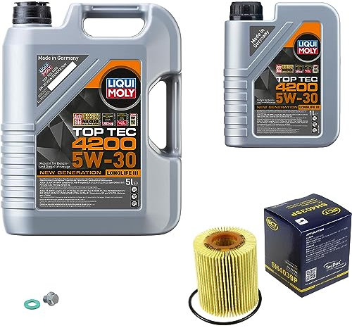 Inspektionspaket Wartungspaket Filterset mit 6 L Motoröl Top Tec 4200 5W-30, Ölfilter, Verschlussschraube