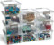Citylife 10 Pack Small Storage Boxes with Lids Plastic Storage Boxes Stackable Storage Box with Handles，Clear 17.7x13x8.2cm