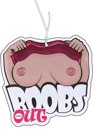2 x albero profumato con motivo boobs out, distributore di profumo auto, auto tuning air freshener, ciondolo profumato auto