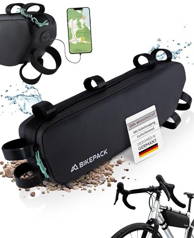 BIKEPACK Fahrradtasche Rahmen - Ideale Fahrradtasche, Rahmentasche Fahrrad für Rennrad & Mountainbike - Oberrohrtasche perfekt als Bikepacking Taschen/Premium Fahrradtaschen (Rahmentasche)
