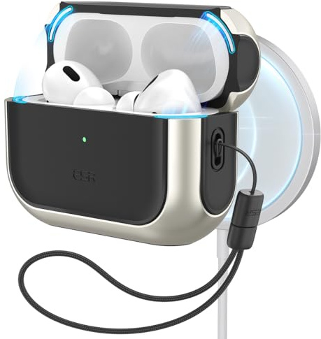 ESR Hülle für AirPods Pro 2/1, für MagSafe, Hybrid Sturzschutz, Titan | Magnetischer Deckel, Case mit USB-C/Lightning, kompatibel mit AirPods Pro 2/1 Gen. (2023/2022/2019), Orbit Hybrid Serie