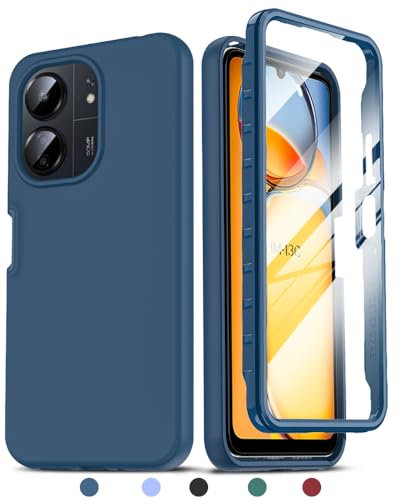 LeYi Handyhülle für Xiaomi Redmi 13 C, Doppelseitige Rundumschutz-Schutzhülle mit Eingebautem Displayschutz, Kratzfeste Silicone TPU Bumper, Outdoor Doppel 4G/5G Blau