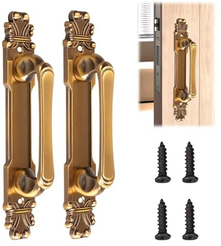 BigKing European Antique Door Handle, 2Pcs/Set, Door Pull Handle Chrome Brass, for Most Doors Cabinet Drawer Wardrobes (Medium)