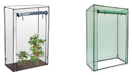 Relaxdays Tomatengewächshaus, Garten, Balkon & Gewächshaus für Tomaten 150 x 100 x 50 cm HxBxT, Schrägdach Foliengewächshaus mit PE Gitterfolie, grün