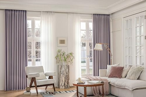 Mesnt Gardinen Blickdicht Lichtdurchlässig, Lila Thermovorhänge mit Ösen zur Verdunkelung für Schlafzimmer-Fenstervorhänge107 x 132 cm