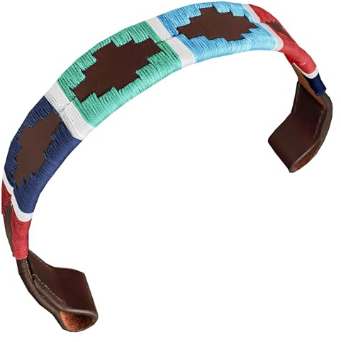 Carlos Diaz Designer-Zaumzeug aus echtem Leder, gewachst, bestickt, Gaucho-Polo-Pordel, Stirnband, 38,1 cm