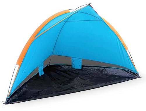 Blumixx Strandmuschel UL Türkis - UV-Schutz Zelt für Strand und Park, Leicht Aufzubauen und Transportieren, Robustes Material, Großer Platz für Familie und Freunde, Windschutz, 220 x 120 x 120 cm