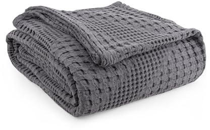 Milam London Bettüberwurf, King-Size-Größe, Tagesdecke, 100% Baumwolle, weiche Überwurfdecke für Bett, Sofaüberwürfe, groß, 3-Sitzer, Joanna-Kollektion, Grau, 220 x 250 cm