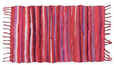 Flickenteppich, maschinenwaschbarer Wende-Flickenteppich aus Baumwolle, handgewebter, Mehrfarbig gestreifter Teppich, Bodenteppich für Schlafzimmer, Wohnzimmer,27.5 * 47.2inch,Pink