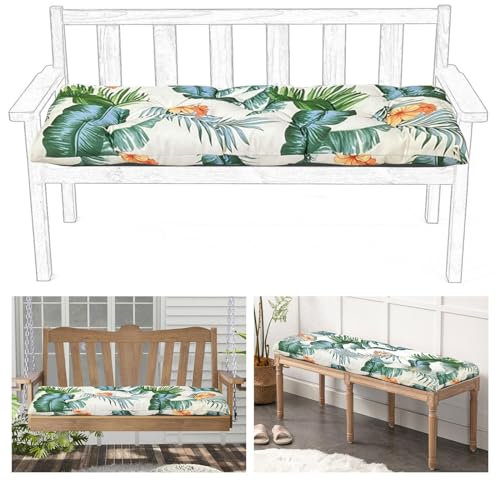 Cuscino per panca con fiori verdi personalizzati, per interni/esterni, antiscivolo, lungo, per panca/divano in tessuto personalizzato in 90+ colori