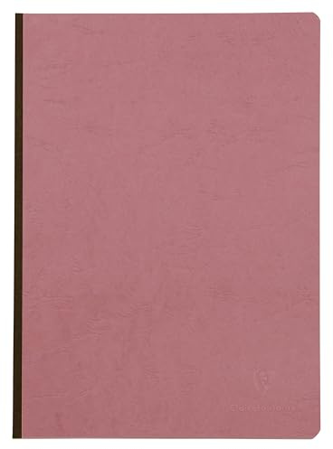 Clairefontaine 791466C - Notizbuch Kladde Age Bag, DIN A4 21x29,7cm, Leinenrücken, 96 Blatt liniert 90g, Einband mit Lederstruktur, Altrosa, 1 Stück