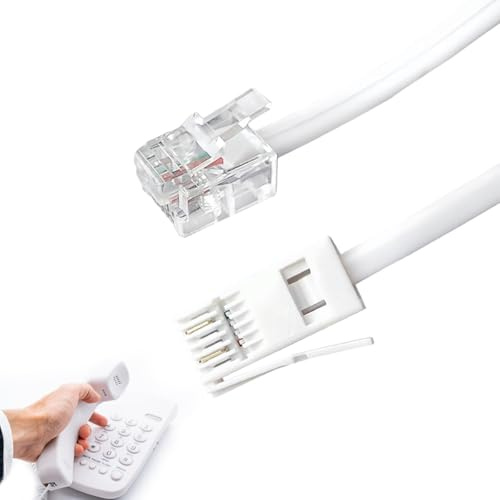 klahh Cavo telefonico da BT a RJ11, cavo telefonico da 3 m, cavo telefonico a 2 pin 6P2C da spina BT a RJ11 maschio a banda larga, cavo di prolunga per telefono bianco, per modem fax ADSL per rete