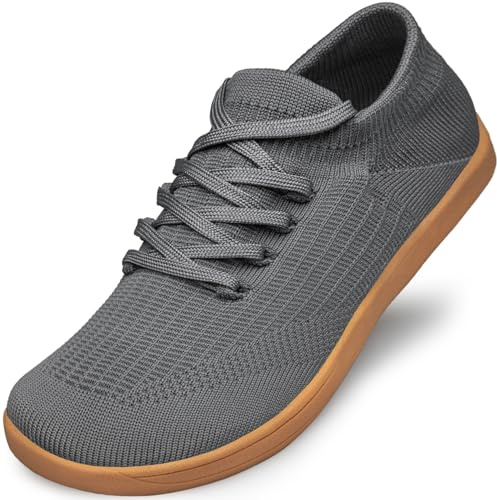 Raoendis Scarpe da ginnastica larghe a piedi nudi da donna, scarpe da ginnastica a piedi nudi, minimaliste, comode, leggere, comode, per attività all'aperto, Grigio scuro, 38 EU