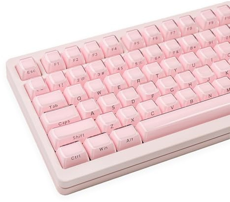 SUEHIODHY Crystal Jelly Keycaps, Pink, Custom Translucent Keycaps 113 Keys, OEM Profile, Cute Shine Through Keyboard Caps for 61/68/84/87/98/100 Cherry MX Keyboard Mechanical, Pink