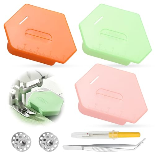 Celepoir 3 Pezzi Guida Magnetica per Macchina da Cucire, Multifunzionali Poligonali Magnetic Seam Guide, con Bobine per Cucire Macchina, Ripper Cucito & Pinzette, per Piegatura Precisa dei Bordi