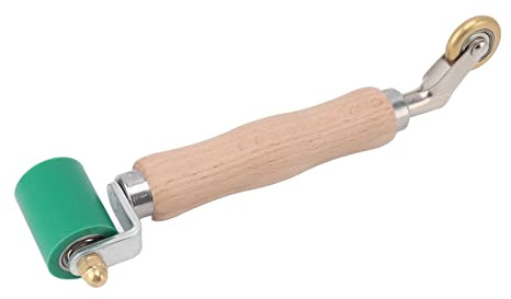 Manuell sömkontroll, tryckrulle, 40 mm silikonrulle, 23 cm trähandtag för PVC-TPO-svetsning för Roofing PVC TPO svetsverktyg och limsöm (grön)