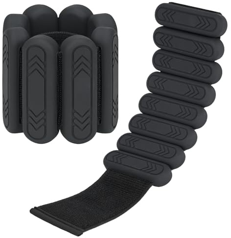 Smlper 2 Pcs Verstellbare Handgelenkgewichte Knöchelgewichte Set Tragbare Gewichtsmanschetten für Damen und Herren,knöchelgewichte Set für Pilates,Tanz,Yoga,Gehen,Jogge (Schwarz, 2kg (1kg*2))