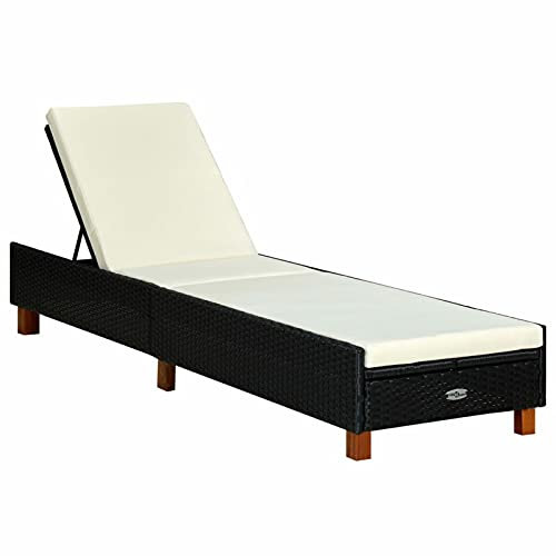 Snsowed Sonnenliege mit Auflage Poly Rattan Schwarz, Gartenliege, Liegestuhl, Sonnenstuhl, Sonneninsel Outdoor, Liegen, Gartenmöbel, Bäderliege, Relaxliege - 310474