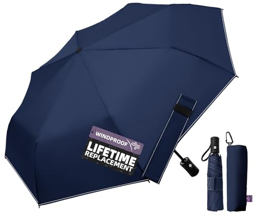 LILAC Travel Windproof Umbrella for rain Compact Small Travel size QuickDry