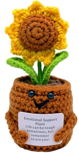 Alfven Girasole della felicità Regali positivi, graziosi girasoli all'uncinetto Decorazione Pocket Hug Girasole positivo Regalo incoraggiante, regalo di pronta guarigione, regalo di laurea