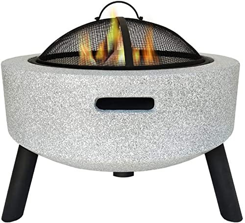 ZJFHEYUO Garden Fire Pit Grill Bowl Grill Barbecue Rack Fire Pits for Garden,Large Wood Burning, with Grill and Lid Cast Iron Fire Bowl Cover 60Cm Camping Spark Guard Outdoor Firepit