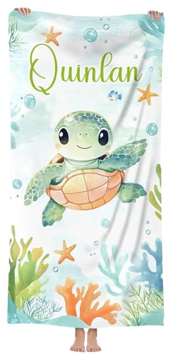 MJARTORIA Personalisiert Strandtuch Microfaser Badetuch mit Namen Kinder Damen, Beach Towel Handtuch Badetuch Stranddecke Schnelltrocknend für Reise Schwimmen Sauna Yoga Fitness 76x152cm Mikrofaser