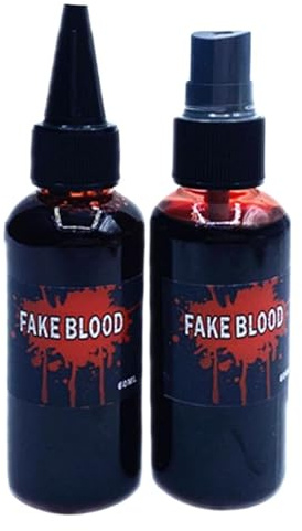 Blood falso - 2 pezzi da 60 ml di trucco da palcoscenico per cosplay e teatro, sangue realistico con formula per la pelle, forniture di Halloween per adulti per adolescenti performance horror a tema f