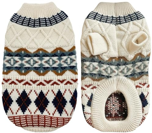 TYXHXTF Pull Chien Pull pour Chien Petite Taille, Style Ethnique Pulls pour Petits Chiens de Taille Pulls Doux et Moelleux, Vêtement d'hiver Ultra Doux et Thermique, Vêtements Chauds pour L'automne