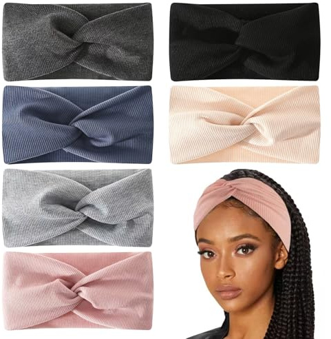 6 Stück Haarband Damen Stirnband Damen Sport Elastische rutschfeste Headbands für Yoga Fitness Laufen Workout Kosmetik Weiches Atmungsaktives Haarband aus Stoff