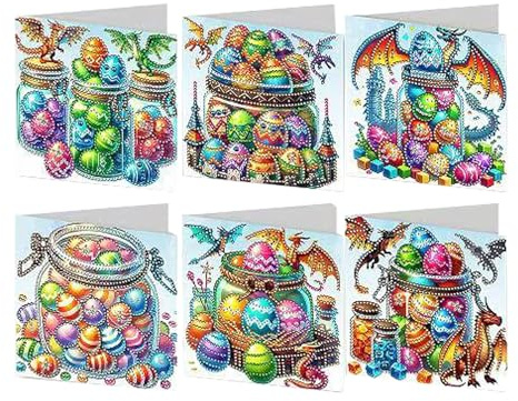 Set di biglietti pasquali per pittura con diamanti 5D, set di biglietti pasquali con busta, per pittura con diamanti, per Pasqua, per adulti, fai da te