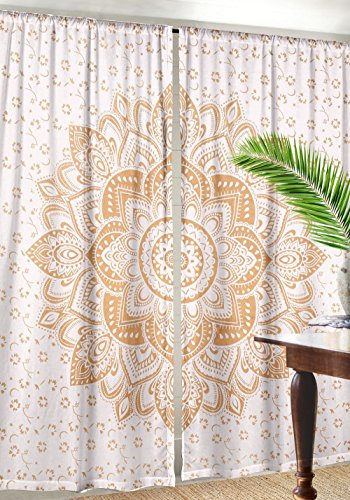 Labanshi Wohnzimmer-Vorhänge, Blumenvorhang, Wandbehang für Schlafzimmer, Bohemian-Stil, groß, 221 x 104 cm, Ombré-Mandala-Vorhänge für Raumteiler, Zuhause, Party, rustikale indische Vorhänge