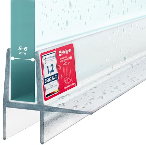 STEIGNER Joint porte de douche 110 cm UK16 (1 pc.) - Joint vertical pour douche à accès d'angle ou pentagonale avec porte 5-6 mm - Couleur : transparent - Matériau durable, Étanchéité, Design discret