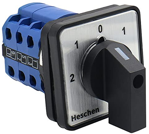 Heschen Universal Rotary Cam Selector Changeover Switch SZW26-20/133133.3 660V 20A 5 Position 3 Phase 12 Terminals,TUV