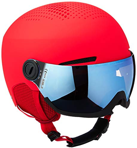 Alpina ZUPO Visor Q-LITE - Hochwertiger & Leichter Skihelm Mit Kontrastverstärkendem Visier Für Kinder, red matt, 48-52 cm