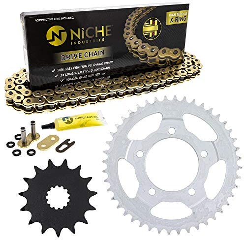 NICHE Drive Sprocket Chain Combo for Suzuki SV650S Front 15 Rear 44 Tooth 525VM-X X-Ring 108 Links