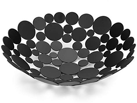 SUMNACON Cesto porta frutta da banco in metallo ciotola portaoggetti da cucina e tavolo da pranzo cesto per frutta ciotola per pane verdura supporto nero