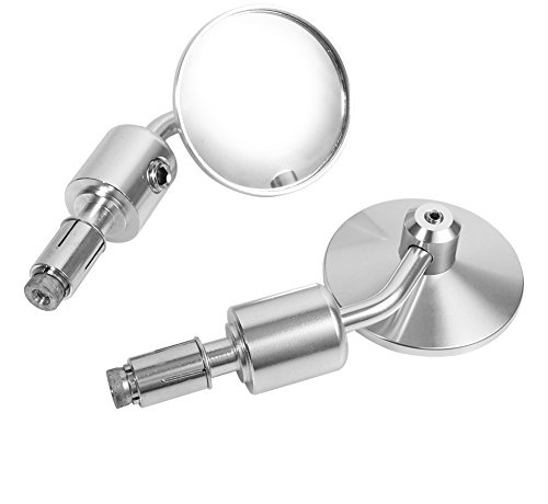 Kuuleyn Motorradspiegel, 1 Paar 7/8 runder Lenker Lenkerendenspiegel Seitenspiegel für Universal Motorrad Motorrad Roller (Silber)