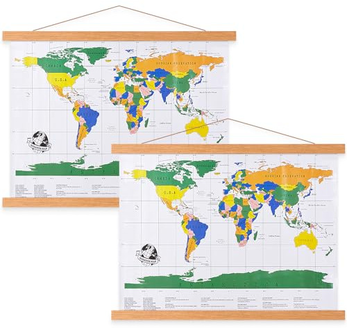 Benjia A0 Posterrahmen, 84 x 59, magnetisch, helles Holz, Holz, Poster-Aufhänger, Aufhänger-Set für Leinwand, Kunstdruck, Kunstdruck (84 cm, Teakfarbe, 2 Packungen)