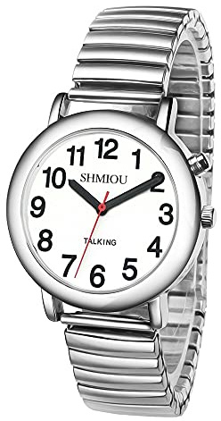 none-branded - Armbanduhr ZX-XM für Senioren, Blinde und Sehbehinderte - Unisex - Digital - Sprechend - Goldfarben