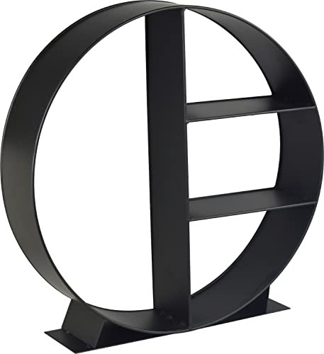 Sterling Ventures Free Standing Round Heavy Duty Black Metal Fireplace Log Holder Rack Shelf