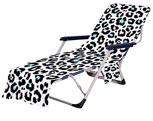 Strandtücher 3D Bunt Tier Leopard Drucken Motiv Strandkorb-Handtuch Schonbezug Gartenliege mit Seitentaschen,für Sonnenliege, Pool, Hotel,Garten 75 × 210 cm (Leopard 3,75 × 210 cm)