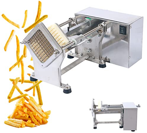 QJJML, Tagliapatate elettrico, tagliapatate professionale professionale macchina automatica per patatine fritte Taglio di patate ad alto volume con 3 lame di diverse dimensioni