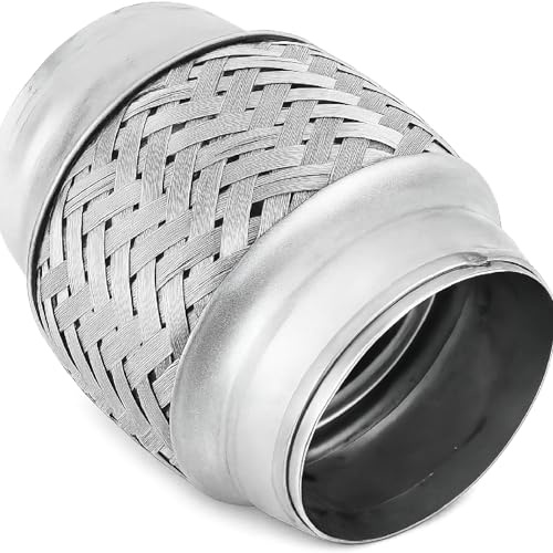 Flexible, Soufflet d'Échappement Universel en Tresse Acier Inoxydable 63.5 mm Diamètre 4 Pouces Longueur, pour Système d'Échappement Automobile et Réparation