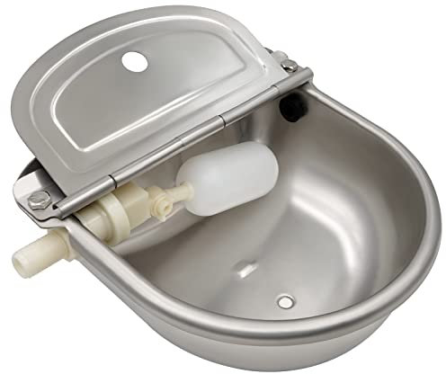 MasXirch Abbeveratoio in Acciaio Inox con Tappo di Scarico e Valvola a Galleggiante Regolabile, Abbeveratoio Automatico Per Bestiame Cavallo Cane Mucca Capra Maiale Pecora