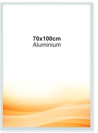 RAWWEST.BIS Alu Bilderrahmen 70x100cm Plakatrahmen Alurahmen mit Plexi Rahmen aus Aluminium für Bilder Poster Fotos und für Puzzle, Posterrahmen Fotorahmen, Silber