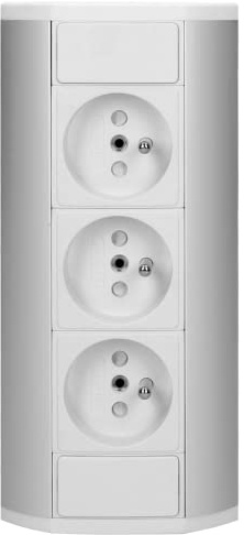 Orno GM-9001/W-G Multiprise Angle Prise de Meuble ou de Bureau 3x2P+T Bloc Multiprise Parfait pour Les Vitrines Prise Plan de Travail Cuisine (Blanc et Argent)