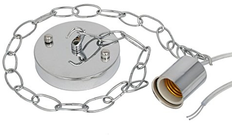 Ruilogod E27 Tono Plata Luz LED Bombilla Lámpara DIY Soporte de zócalo Lámpara Placa de techo Cadena de hierro