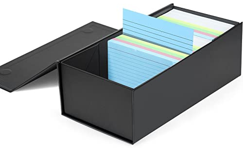 Harhana 3x5 Index Card Holder Card File Box Organizer, Hold 1200 3x5-Inch Flash Cards 1 Pack Black