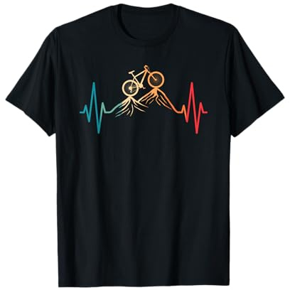 Divertente Retro Ciclismo Heartbeat Bicicletta Mountain Bike Maglietta