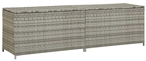KOIECETA Gartenbox Auflagenbox Kissenbox Kiste Gartentruhe Truhe Box Aufbewahrungsbox Auflagenkiste Garten Poly Rattan (200 x 50 x 60 cm, Grau)